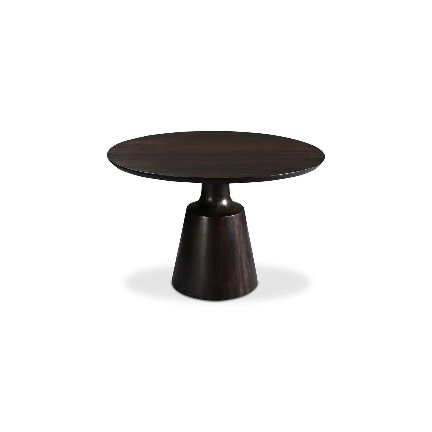 46" Dark Brown Wood Round Dining Table Pedestal Carved Base-Dining Tables-Moe's Home-LOOMLAN