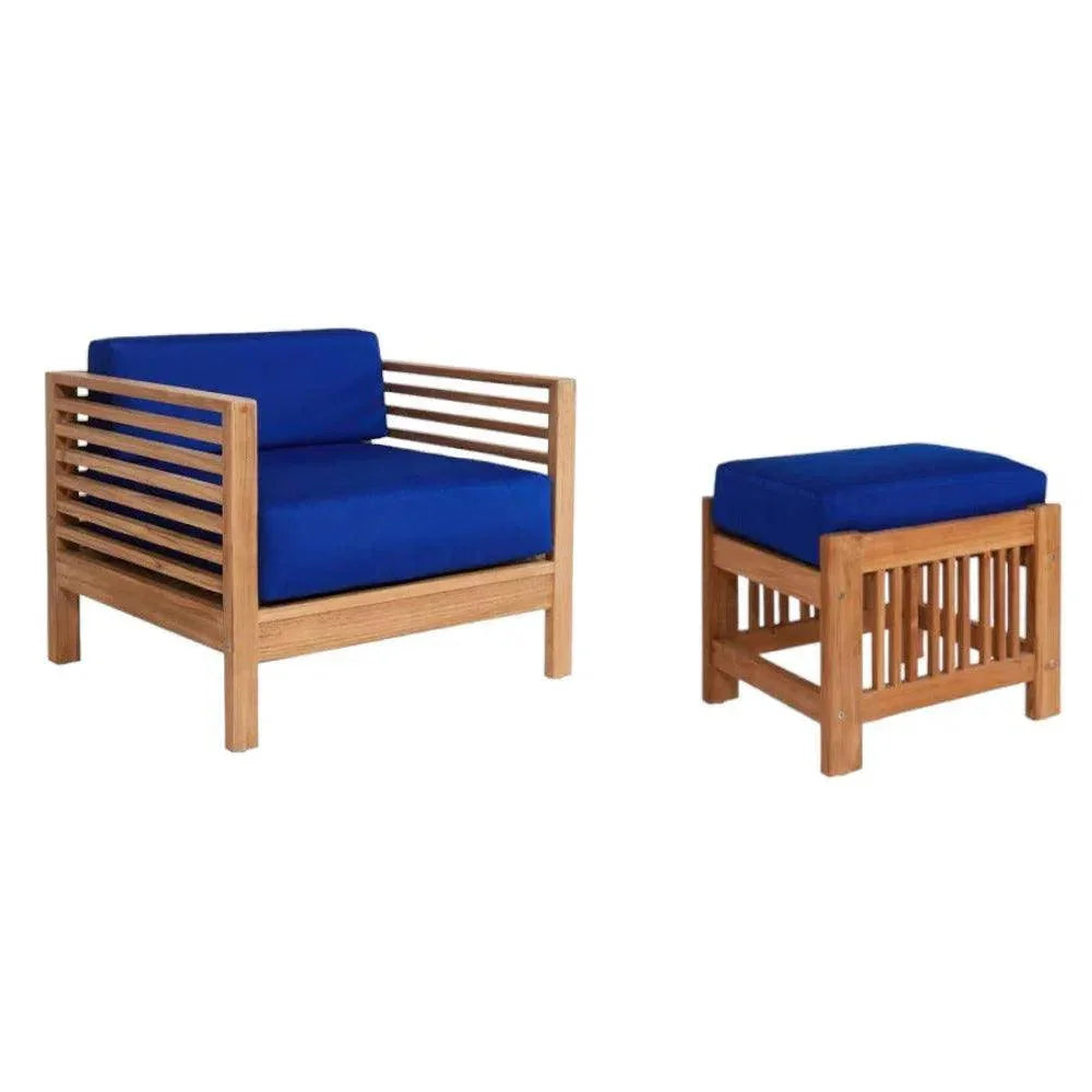 Soleil 2PC Teak Outdoor Lounge Set Sunbrella Cushion -- view 10