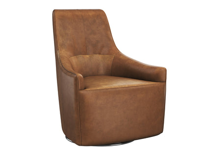 Carmine Swivel Lounge Chair In Cognac Leather