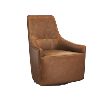 Carmine Swivel Lounge Chair In Cognac Leather