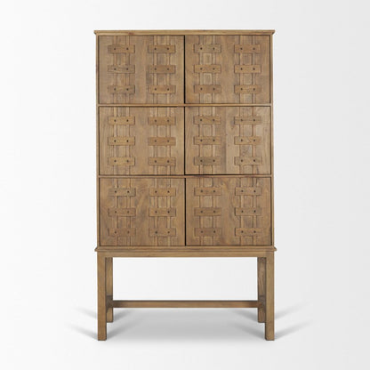 Truss 45"W Cool Dark Brown Solid Wood 6-Door Tall Cabinet -- Dark Brown