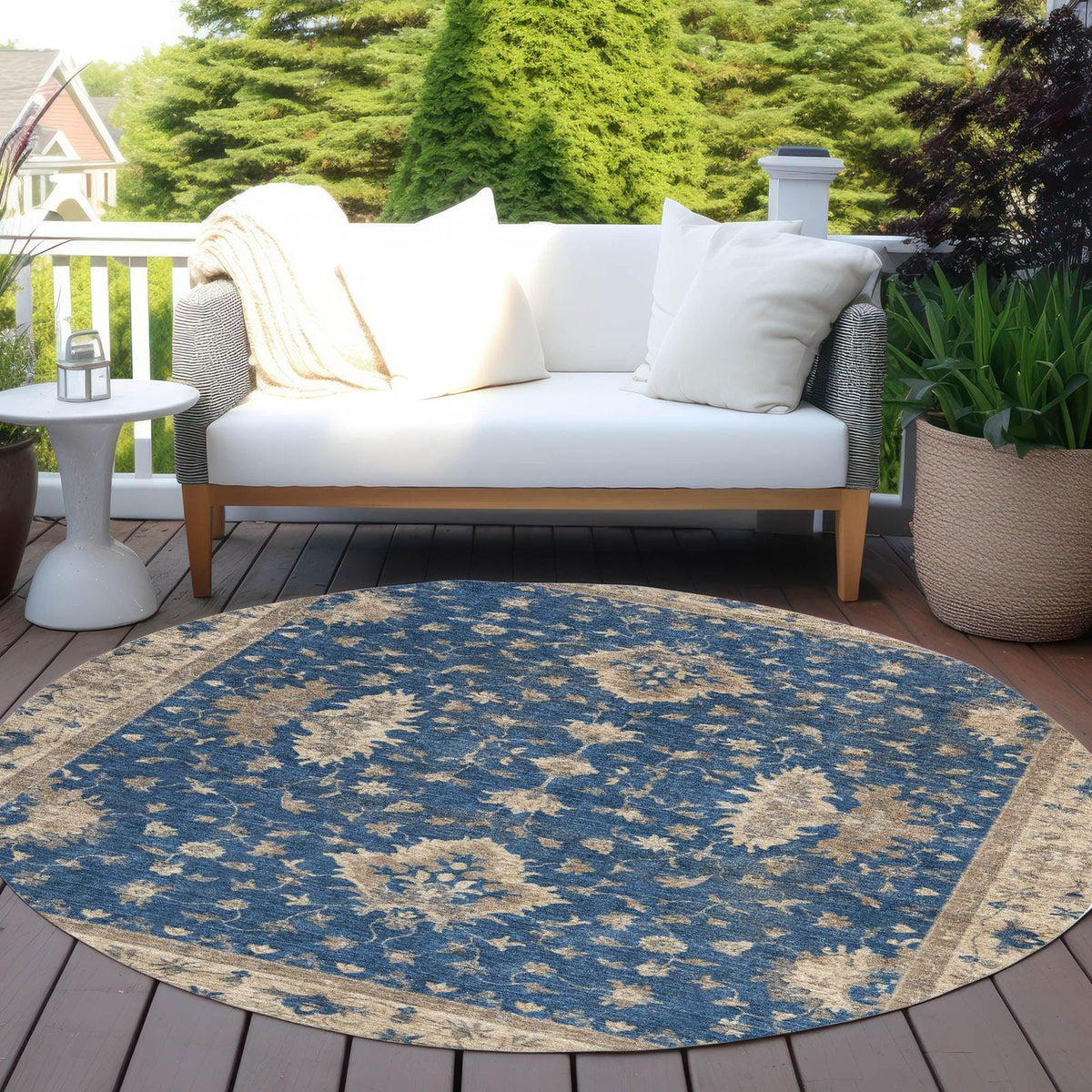 Iriaris Navy Washable Indoor-Outdoor Rug