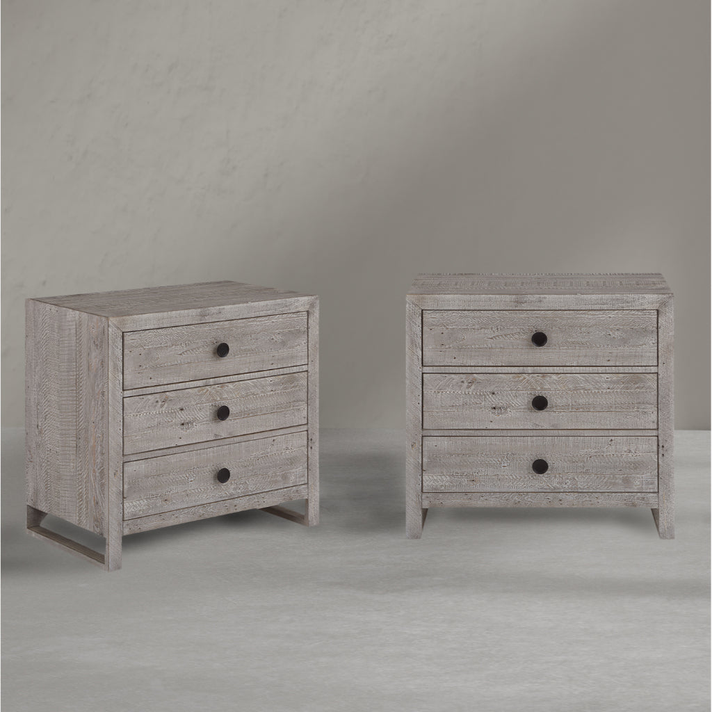 Studio 20 Three Drawers Grey Nightstand (Set Of 2)