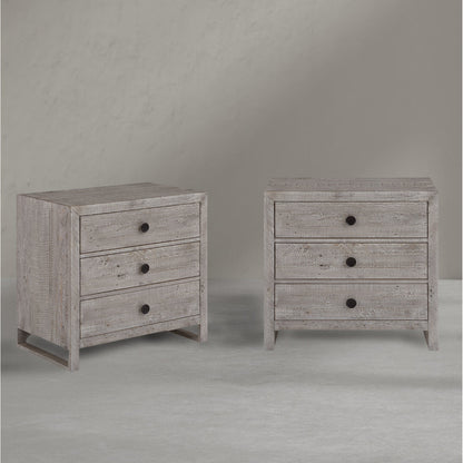 Studio 20 Three Drawers Grey Nightstand (Set Of 2)