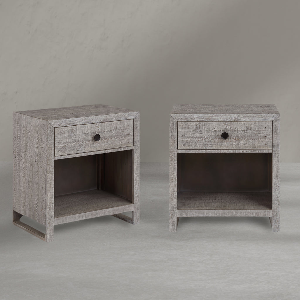 Studio 20 One Drawer Grey Nightstand (Set Of 2)