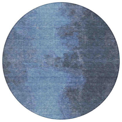 Iriion Blue Washable Indoor-Outdoor Rug