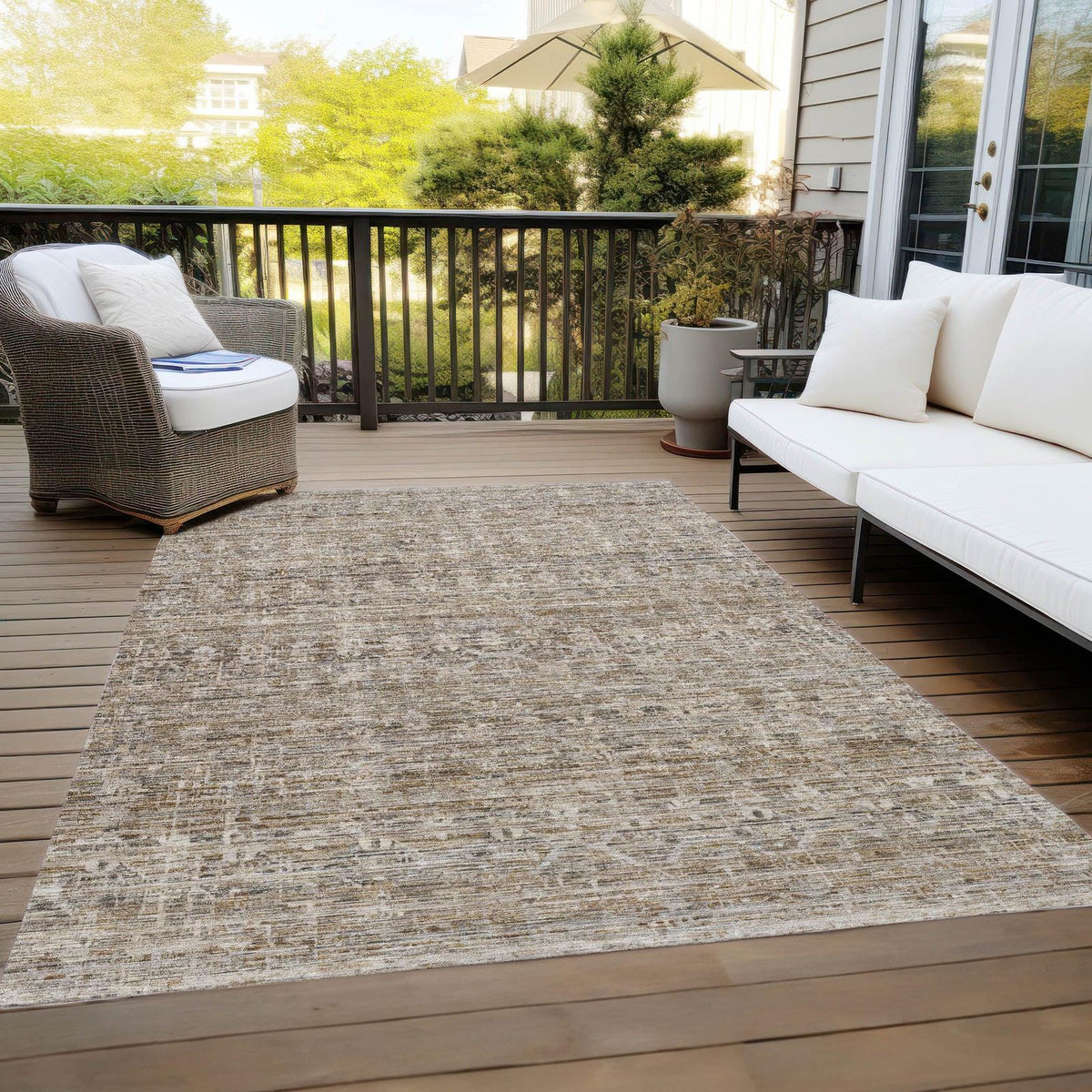 Irion Brown Washable Indoor-Outdoor Rug