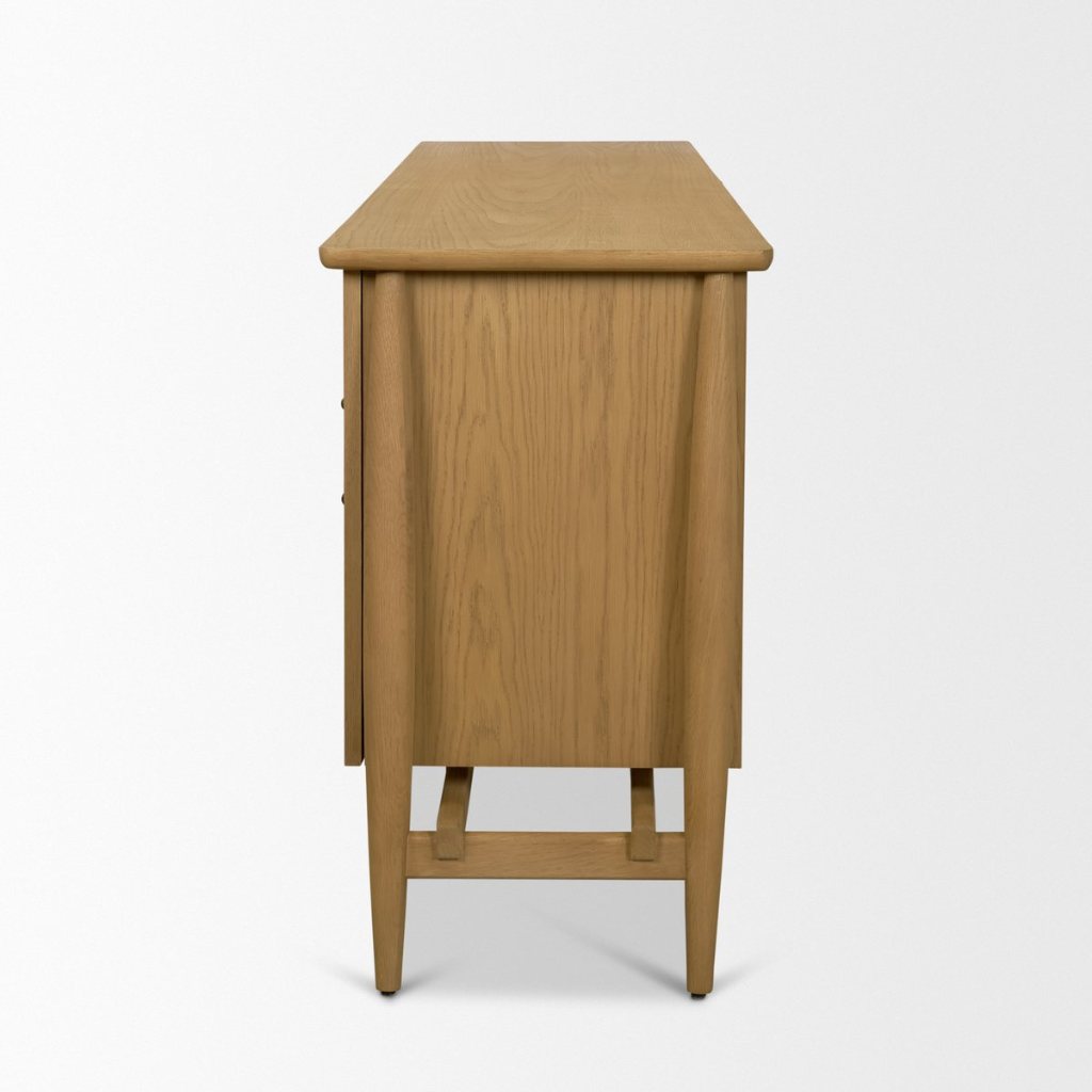 Hollis 84"W Warm Brown Wood 4-Door Closed Sideboard -- Light Brown