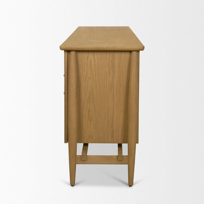 Hollis 84"W Warm Brown Wood 4-Door Closed Sideboard -- Light Brown