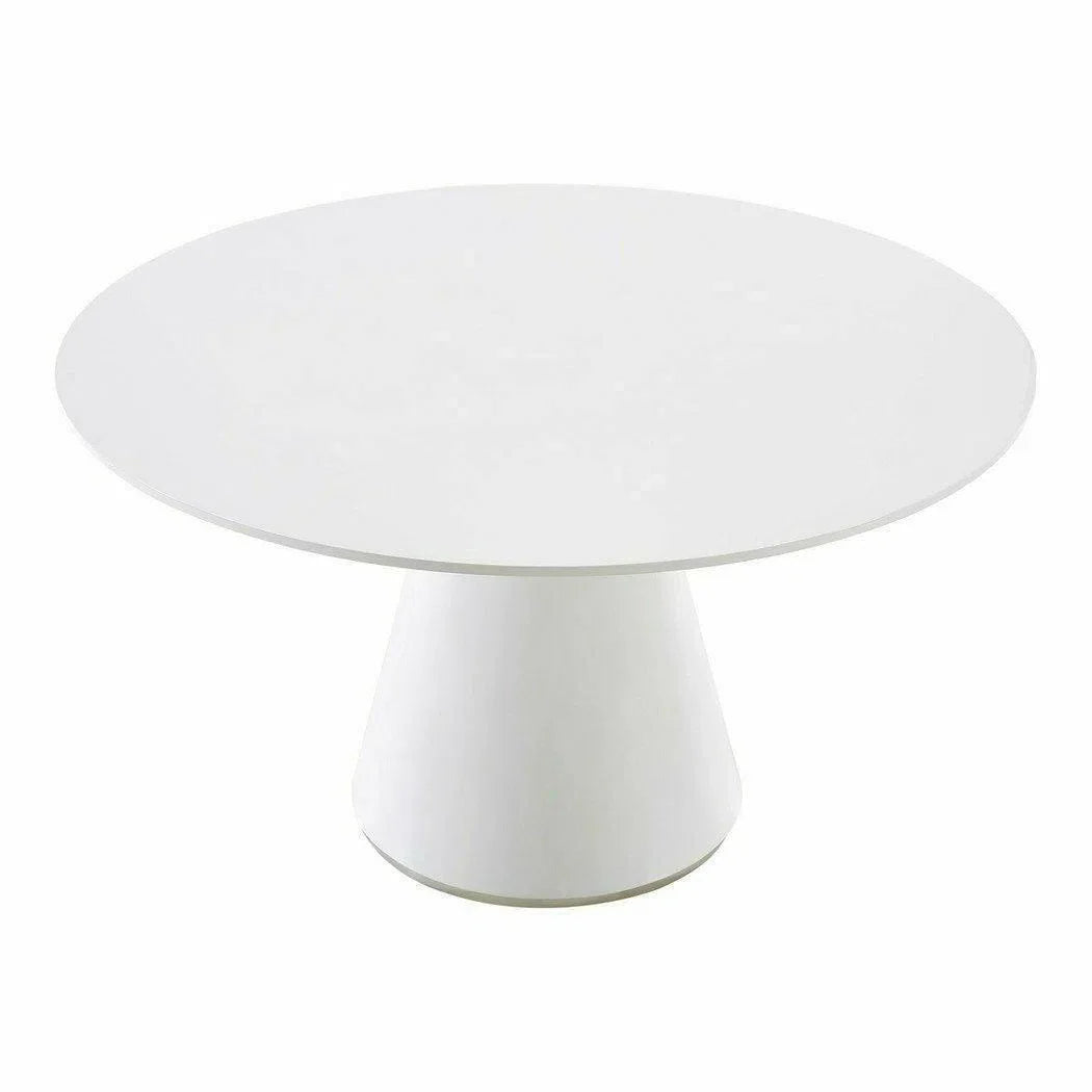 47" Contemporary High Gloss White Round Dining Table for 4 People Dining Tables LOOMLAN By Moe's Home