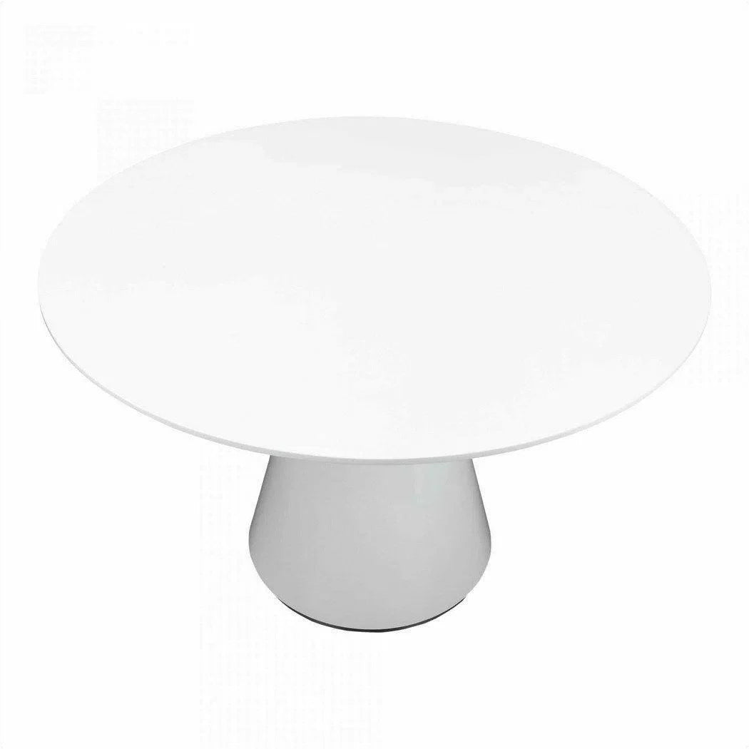 47" Contemporary High Gloss White Round Dining Table for 4 People Dining Tables LOOMLAN By Moe's Home