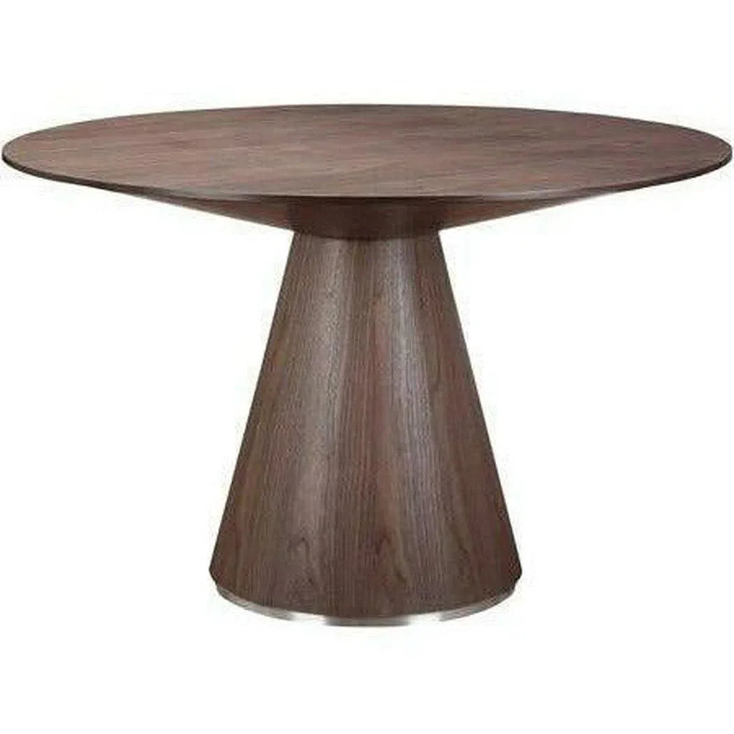 47" Contemporary Semi Gloss Brown Round Dining Table for 4 People Dining Tables LOOMLAN By Moe's Home