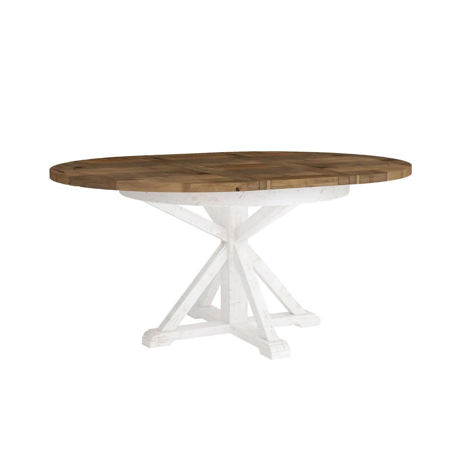 47/67 Round Extending Two-Tone Dining Table Wood Top Dining Tables LOOMLAN By LHIMPORTS