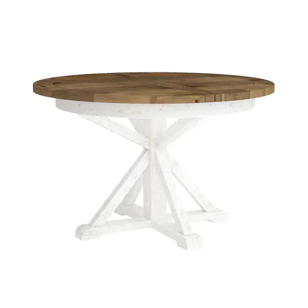 47/67 Round Extending Two-Tone Dining Table Wood Top Dining Tables LOOMLAN By LHIMPORTS