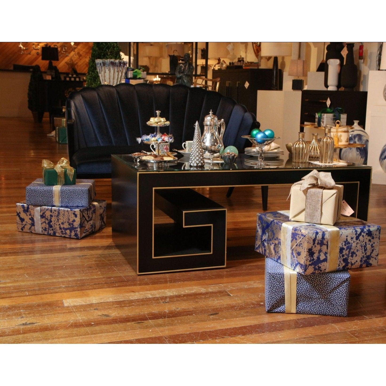 48" Black Waterfall Rectangular Cocktail Table With Gold Accents Coffee Tables Sideboards and Things By Currey & Co