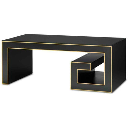 48" Black Waterfall Rectangular Cocktail Table With Gold Accents Coffee Tables Sideboards and Things By Currey & Co