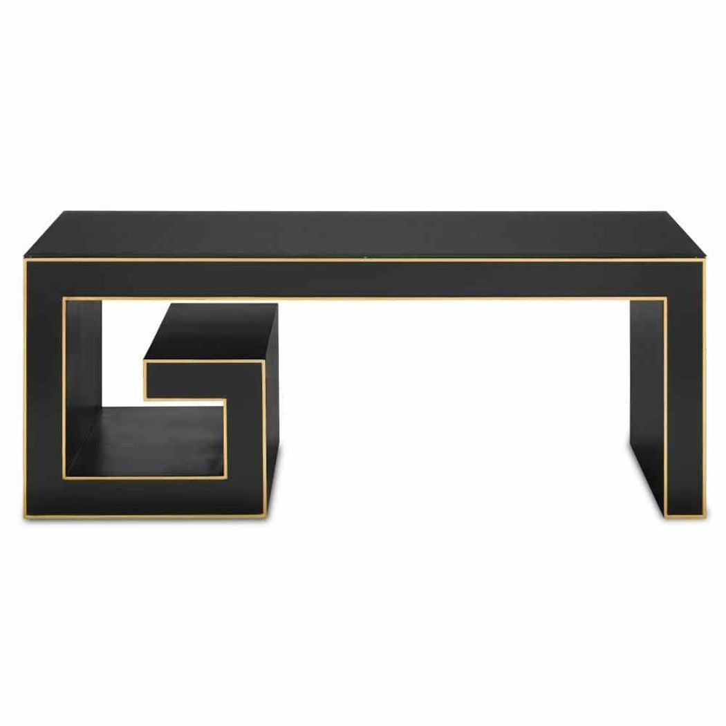 48" Black Waterfall Rectangular Cocktail Table With Gold Accents Coffee Tables Sideboards and Things By Currey & Co