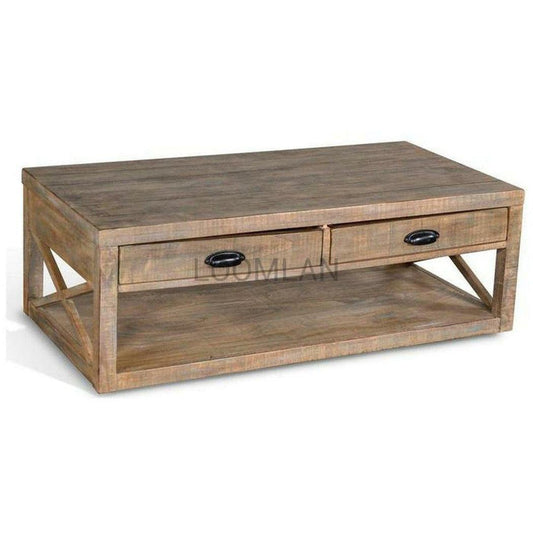 48" Naturally Cocktail Coffee Table 2 Drawers Storage Shelf Coffee Tables Sideboards and Things By Sunny D