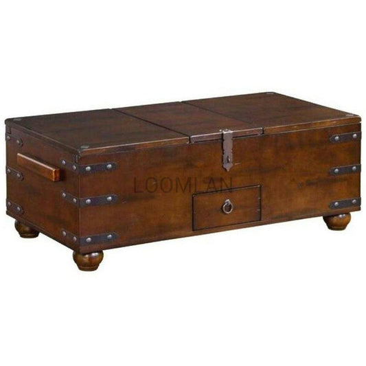 48" Rectangular Rustic Wood Trunk Coffee Table Storage Coffee Tables Sideboards and Things By Sunny D