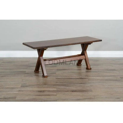 48" Rustic Dining Bench Wood Seat and Metal Stretcher Dining Benches Sideboards and Things By Sunny D