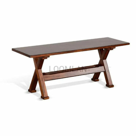 48" Rustic Dining Bench Wood Seat and Metal Stretcher Dining Benches Sideboards and Things By Sunny D