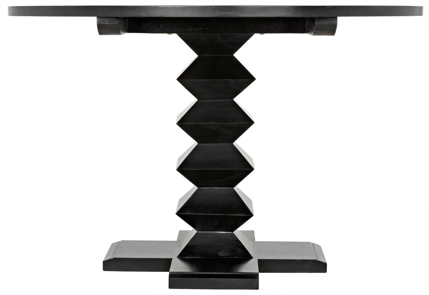 48" Zig-Zag Wood Black Round Dining Table-Dining Tables-Noir-Sideboards and Things