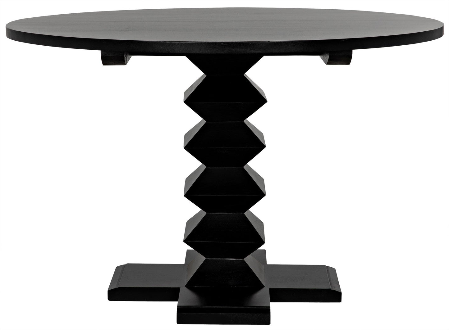 48" Zig-Zag Wood Black Round Dining Table-Dining Tables-Noir-Sideboards and Things