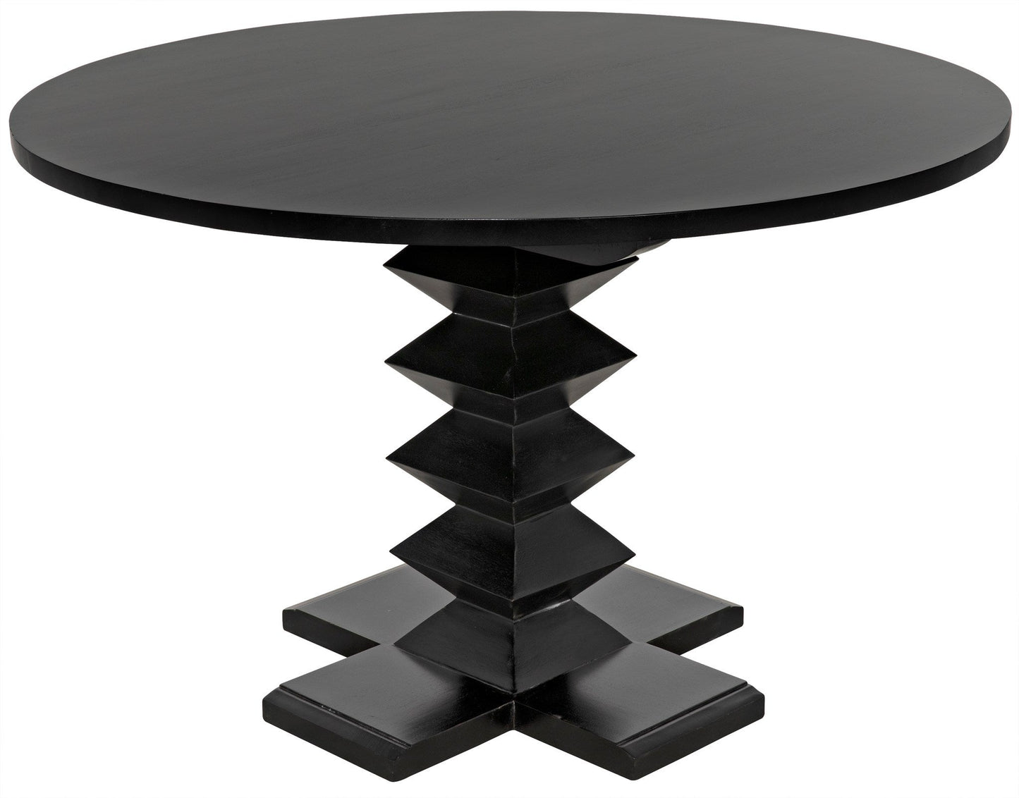 48" Zig-Zag Wood Black Round Dining Table-Dining Tables-Noir-Sideboards and Things