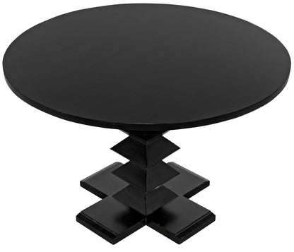 48" Zig-Zag Wood Black Round Dining Table-Dining Tables-Noir-Sideboards and Things