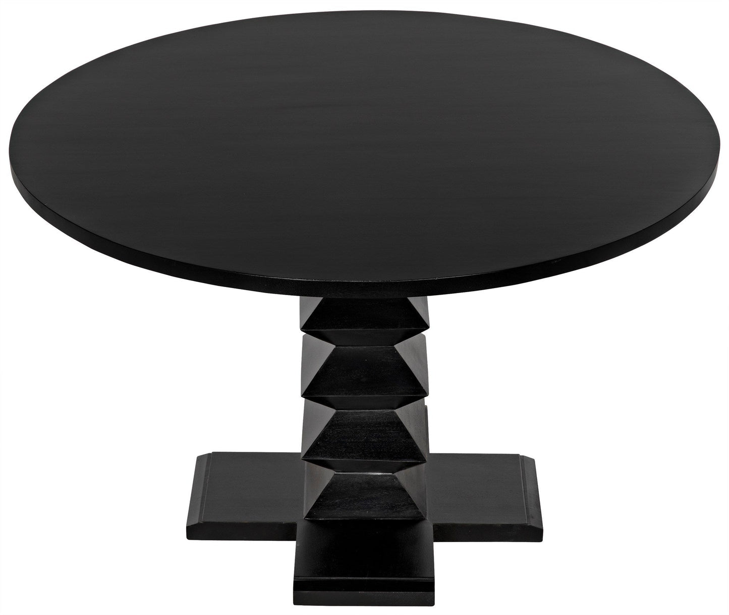 48" Zig-Zag Wood Black Round Dining Table-Dining Tables-Noir-Sideboards and Things