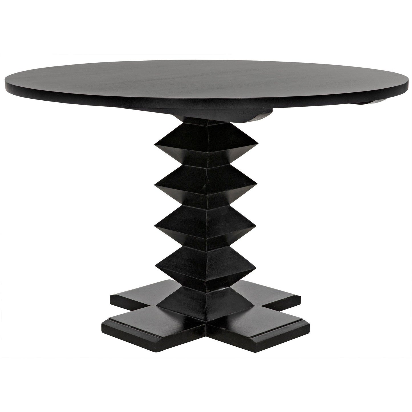 48" Zig-Zag Wood Black Round Dining Table-Dining Tables-Noir-Sideboards and Things