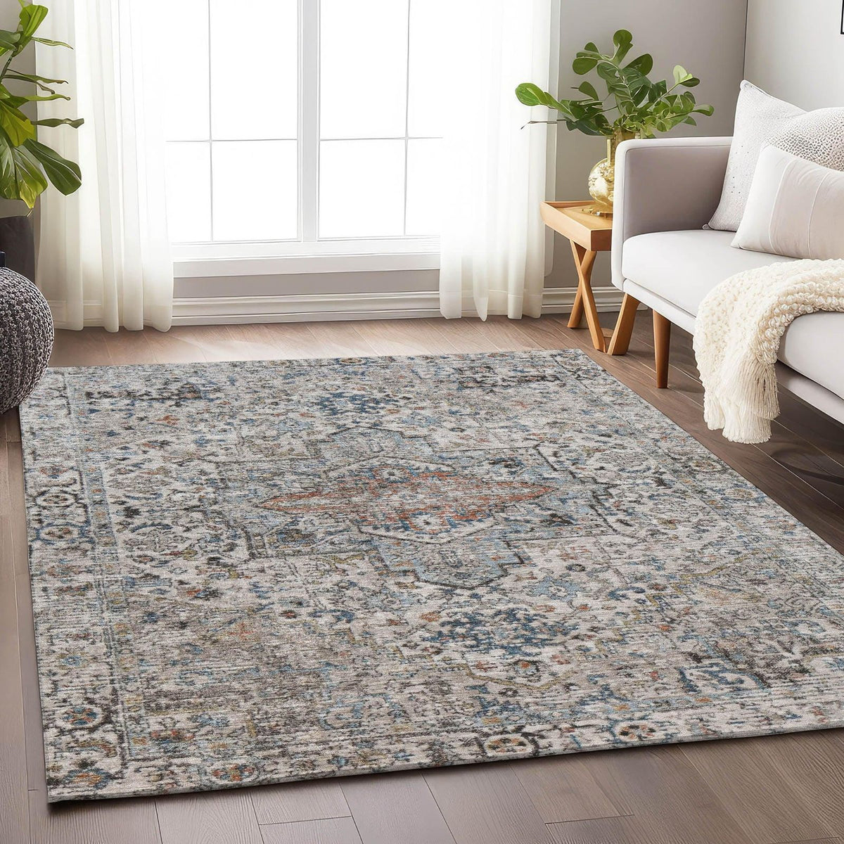 Kaelon Ivory Washable Indoor-Outdoor Rug -- ivory