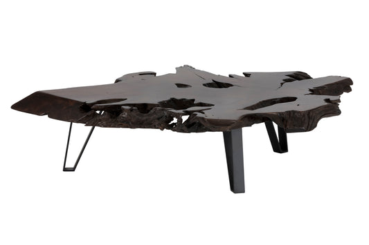 Rusteak Coffee Table Solid Teak Wood Top Iron Legs