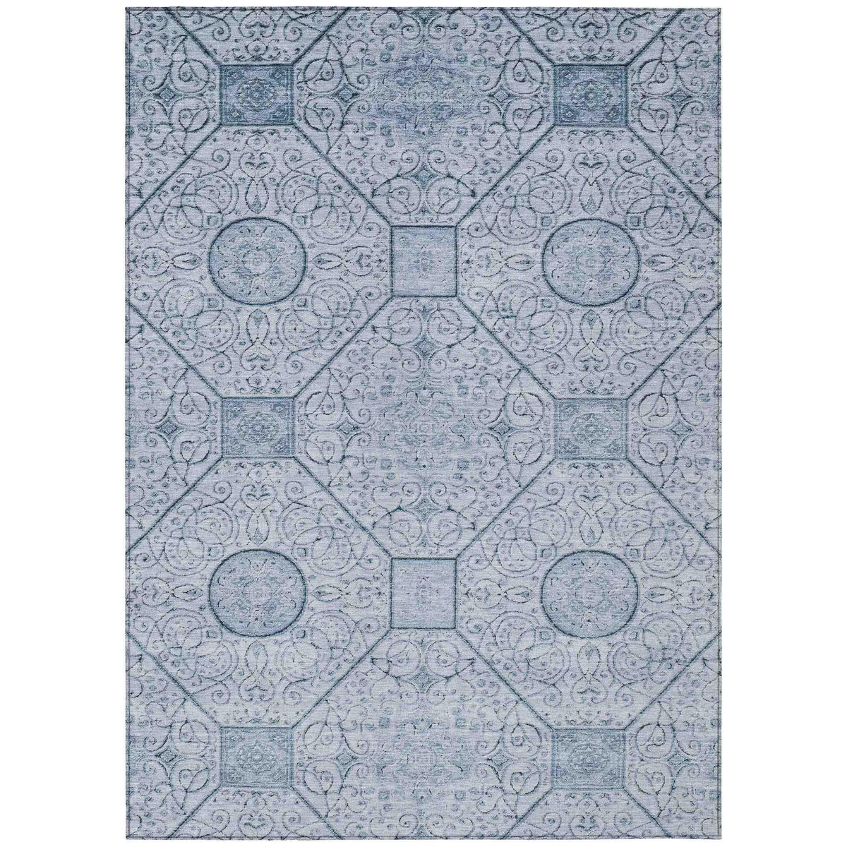 Iriora Blue Washable Indoor-Outdoor Rug
