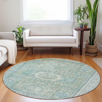 Irias Teal Washable Indoor-Outdoor Rug
