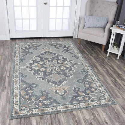 Axel Central Medallion Gray Large Area Rugs -- gray