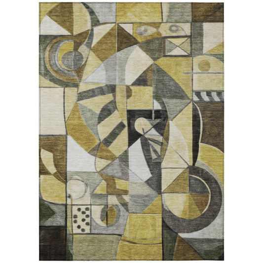 Jaelius Brown Washable Indoor-Outdoor Rug