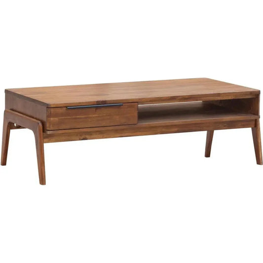 LH Home 49" Brown Rectangle Coffee Table Drawers & Shelves