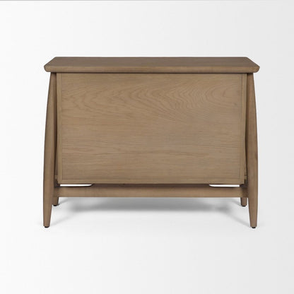Hollis 35"W Gray-Brown Wood 3-Drawer Closed Nightstand -- Brown