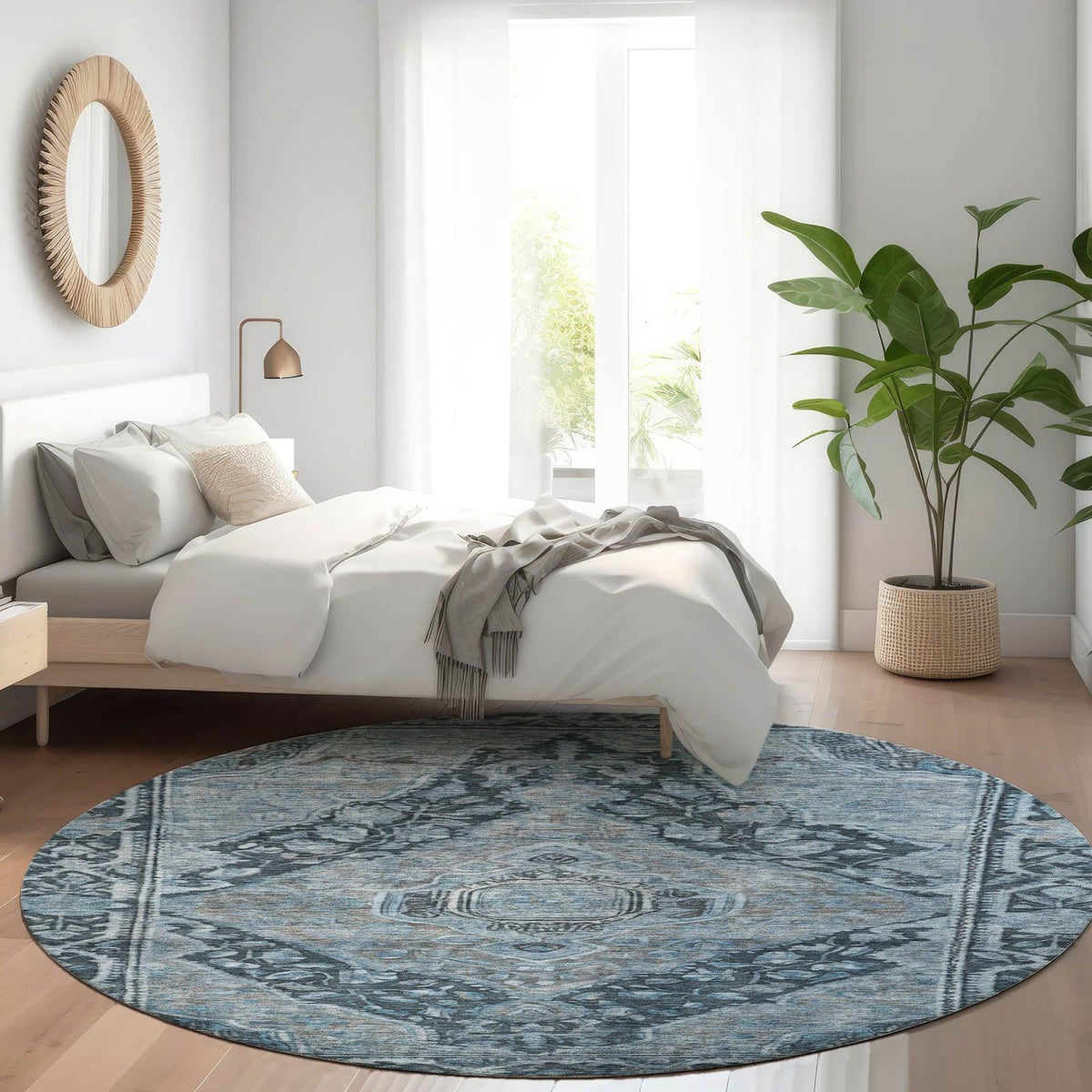 Kaelanor Navy Washable Indoor-Outdoor Rug