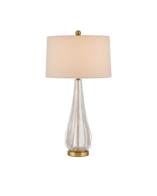 Zyphyrine Glass and Metal Gold Table Lamp