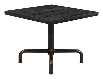 Neum Steel and Wood Black Square Bistro Table