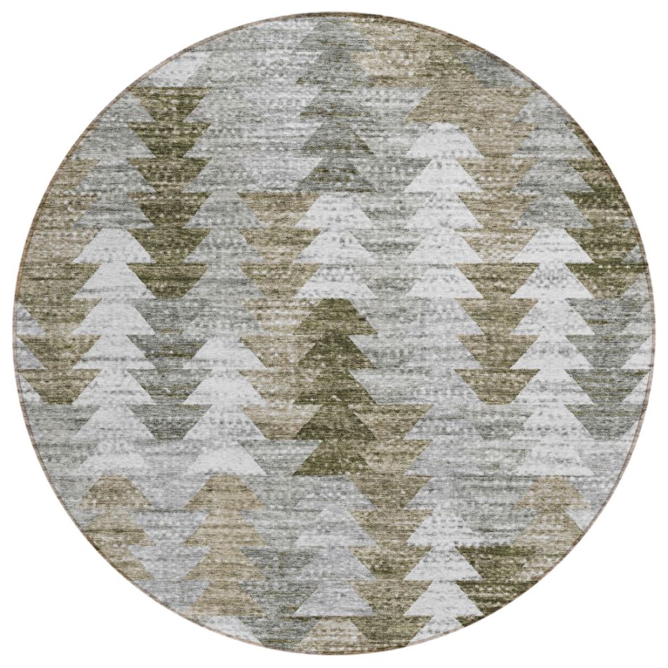 Angled Checks Brown Washable Indoor-Outdoor Rug