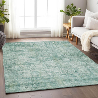 Kaelien Teal Washable Indoor-Outdoor Rug -- teal