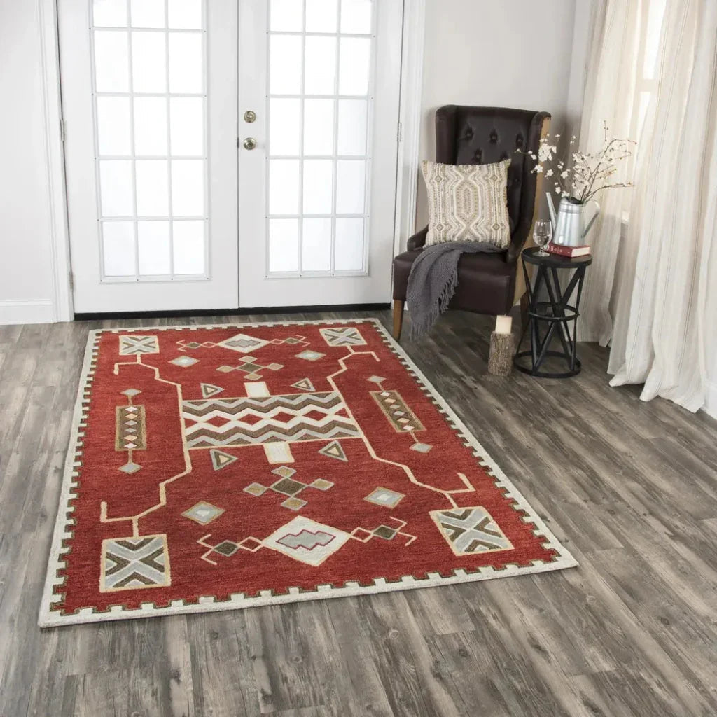 Bari Tribal Red Large Area Rugs For Living Room -- red