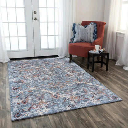 Cyri Geometric Blue/ Beige Large Area Rugs -- beige