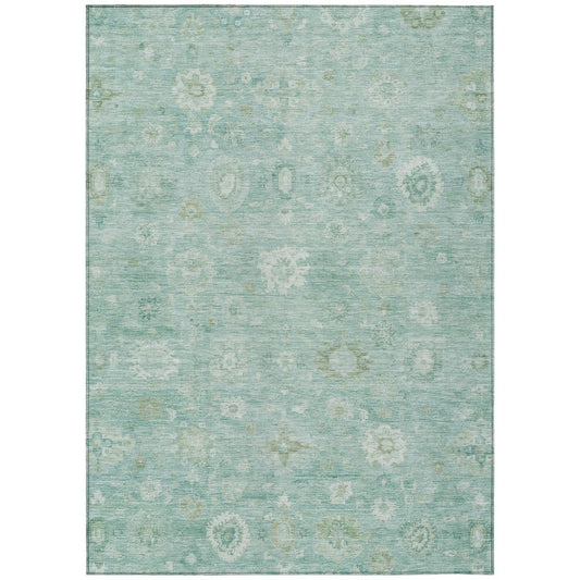 Laeara Teal Washable Indoor-Outdoor Rug