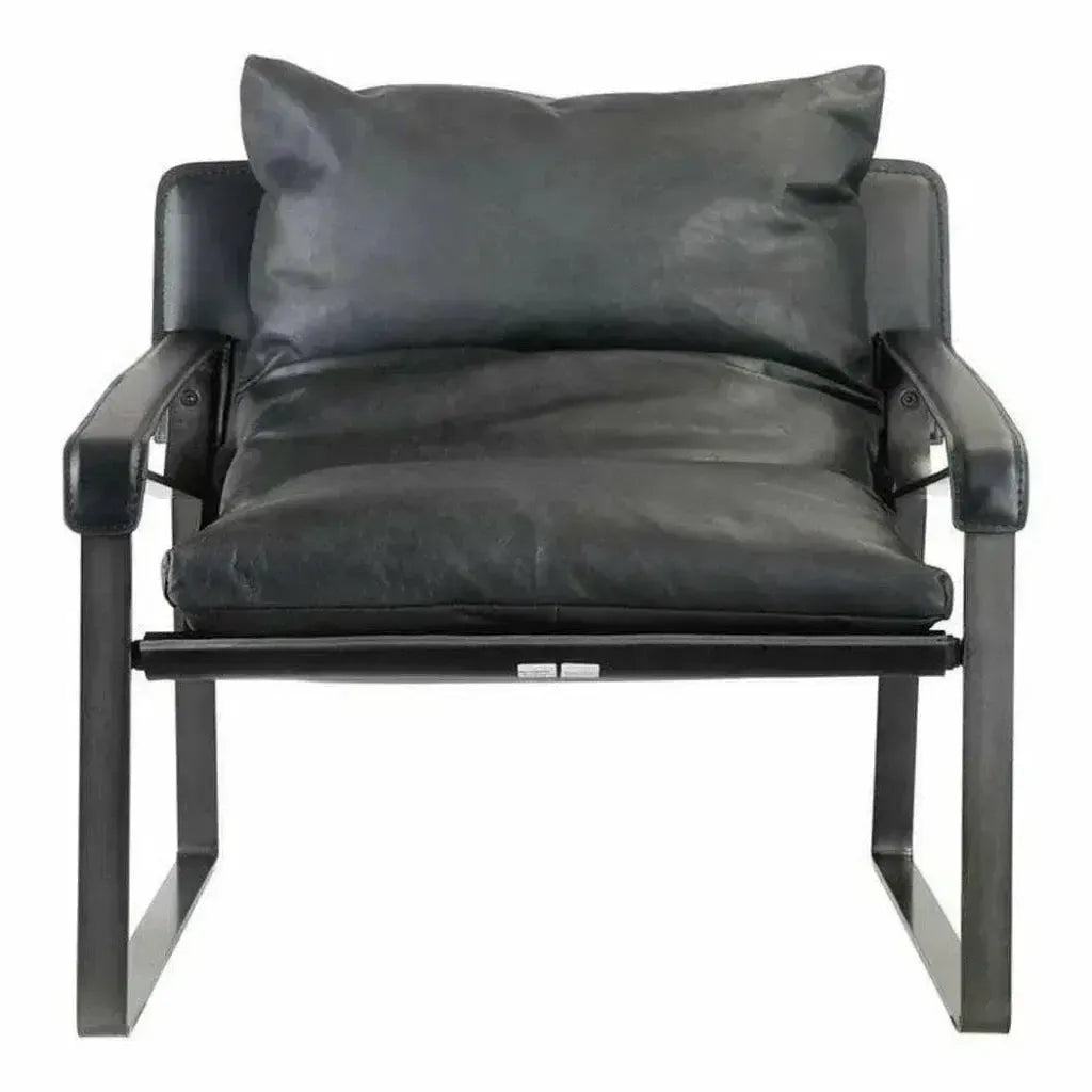 Connor Onyx Black Leather Slipper Chair -- view 2
