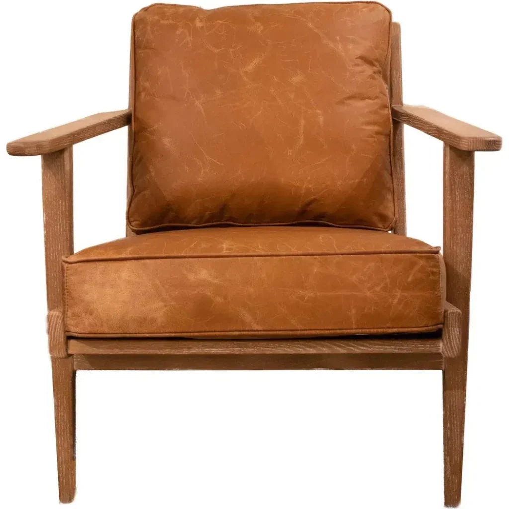 Junior Leather and Wood Brown Arm Chair -- view 4