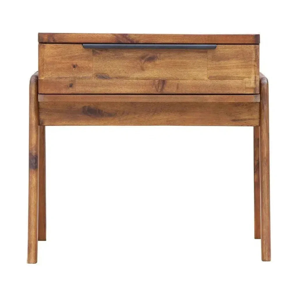 Brown Square Side Table Drawers Wood Wood Base -- view 2
